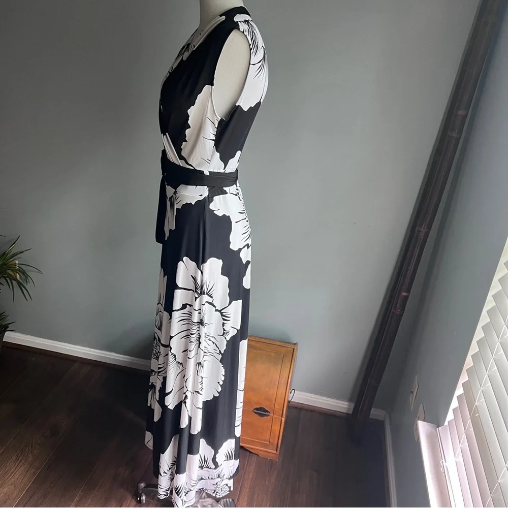 New York & Company stretch black and white floral print maxi dress size small - Picture 7 of 10